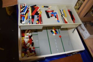 A cantilever box of assorted Lego