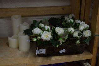 Simulated flowers, LED candles etc