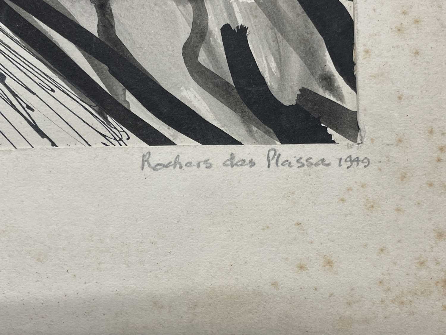 Original artwork. CLIFFORD FISHWICK. 1949 “Rochers Des Plasma” Black water colour, window mounted, - Image 3 of 3