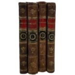 The Rambler By Samuel Johnson. 4vol. 1793. Full calf, 24mo, Red and black contrasting Morocco