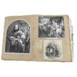 19th century folio scrap book, disbound. Various cropped plates and engravings including 18th