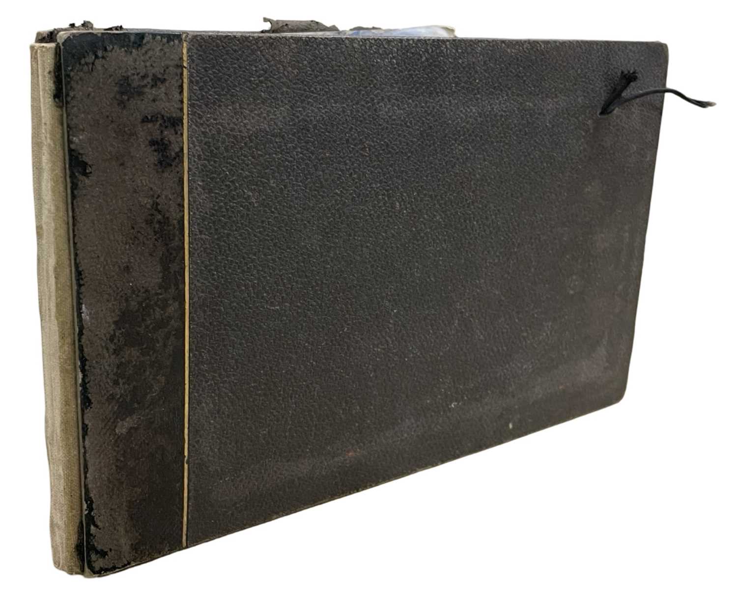 C1890 Artists sketchbook, oblong, quarter Morocco, rubbed. Measuring; 13.5cm x 14.5cm. With 33