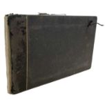 C1890 Artists sketchbook, oblong, quarter Morocco, rubbed. Measuring; 13.5cm x 14.5cm. With 33