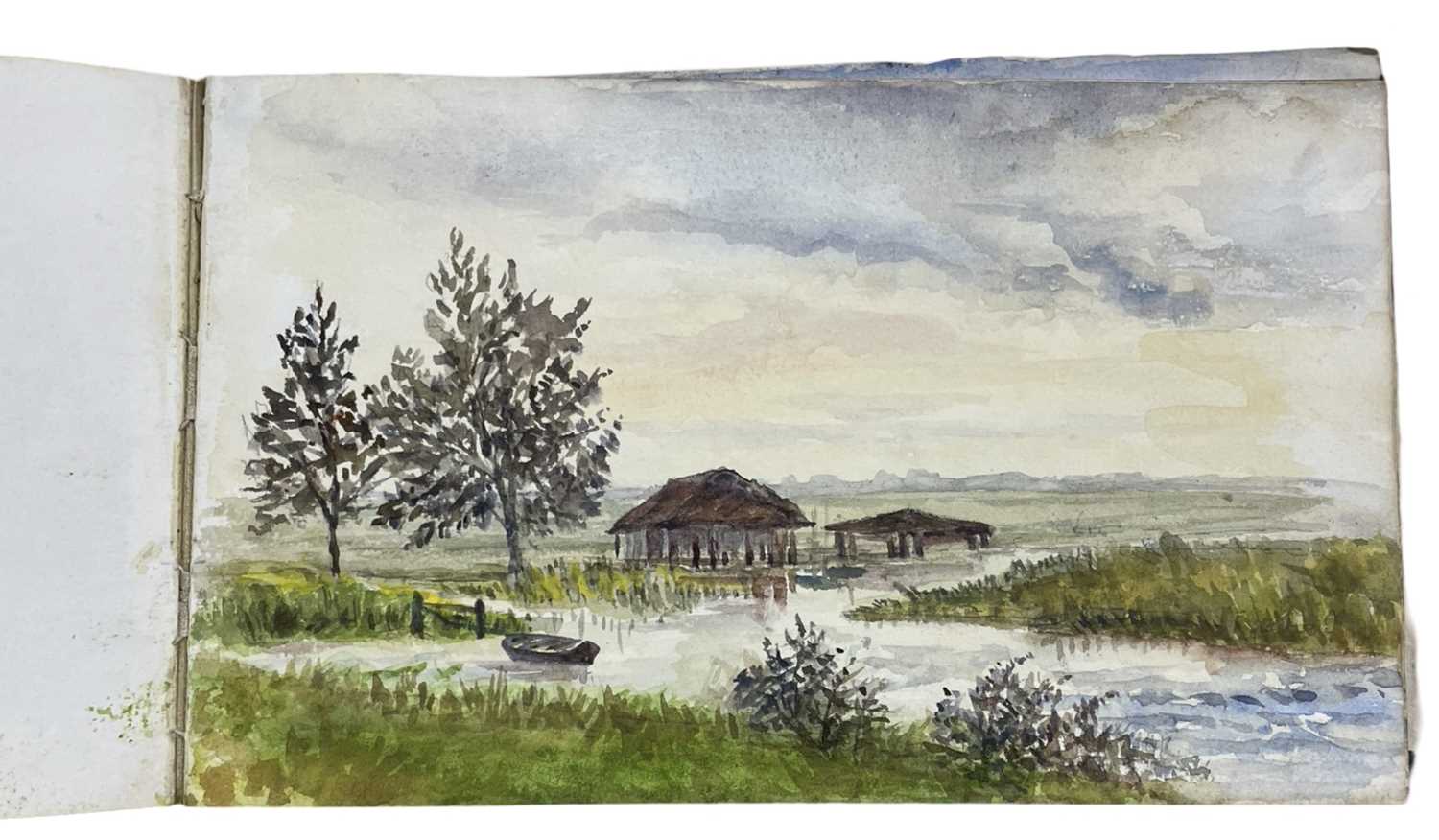 C1890 Artists sketchbook, oblong, quarter Morocco, rubbed. Measuring; 13.5cm x 14.5cm. With 33 - Image 4 of 4