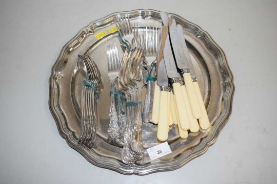 Tray of silver plated cutlery