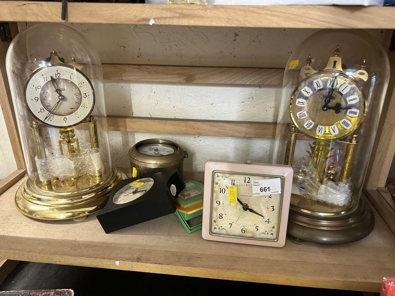 Collection of clocks including two anniversary clocks
