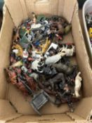 Collection of vintage metal toy figures, mainly farmyard animals