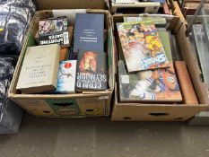 Two boxes containing a good quantity of various science, sporting etc books