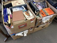 Four boxes of various books including novels, scientific interest etc