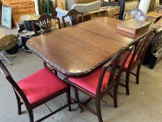 Reproduction mahogany dining table and set of six chairs