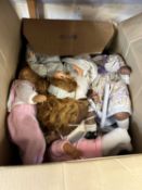 Box containing a quantity of modern dolls