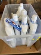 Box containing a quantity of bottles of shampoo carpet cleaner