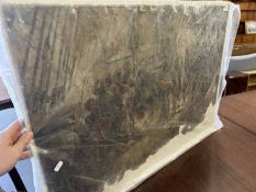 Unframed print depicting Nelson on deck during battle (a/f)