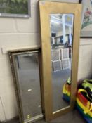 Modern bevelled three quarter length wall mirror plus one other