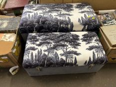Set of two small upholstered storage boxes