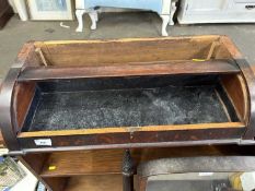 19th Century dressing table mirror with roll top storage beneath (a/f)