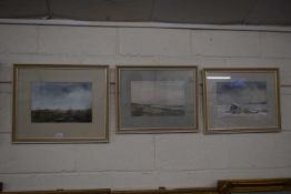 Ken Walton, a group of three watercolour studies of coastal and rural views