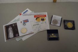 Mixed Lot: Queen Elizabeth diamond wedding anniversary commemorative cover together with gold plated