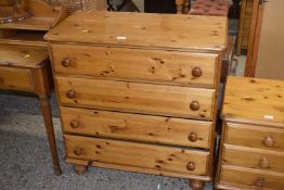 Modern pine four drawer bedroom chest