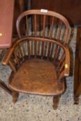 Small child's elm seated Windsor type chair