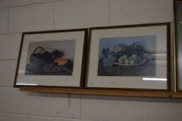 Pair of still life prints of fruit