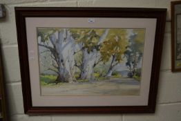 W McGill, study of a country track, watercolour, framed and glazed