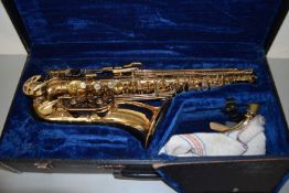 A Jupiter saxophone with case