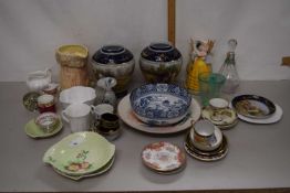 Mixed Lot: Carlton ware leaf formed dishes, transfer printed Vienna vases, Sylvac jug and other