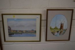 John Nuthall, study of Blakeney together with John Chenery, Horsey Mill, watercolour, both framed