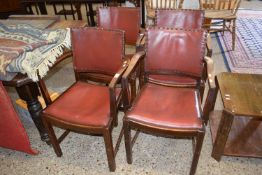Set of four early 20th Century oak framed Carver chairs