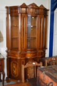 Reproduction Italian display cabinet with glazed top section and cupboard and drawer base