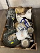 Box of various house clearance ceramics and glass wares