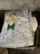 Box of various bed linen, curtains etc