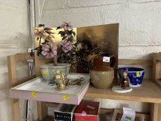 Mixed Lot: Modern lacquered table screen, Beatrix Potter figure, Wade tortoise, a polished Chinese