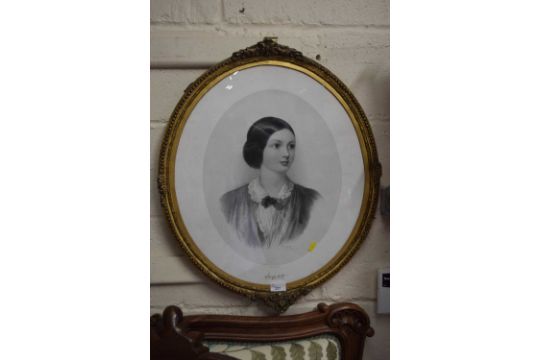 Study of a young lady in oval gilt frame