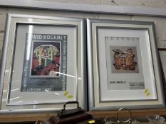 Two reproduction Hockney prints , framed