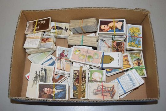 Box of various cigarette cards