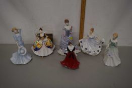 Group of six various Royal Doulton and Royal Worcester figurines