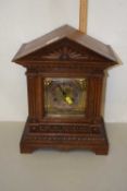 Early 20th Century oak architectural cased mantel clock