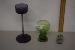 Mixed Lot comprising a long stem candlestick, probably Wedgwood, modern painted glass opium bottle
