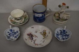 Mixed Lot: Staffordshire pen holder with swan decoration, Royal Worcester cup and saucer, pair of