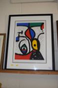 Joan Miro Serigraph, surealist abstract, framed and glazed