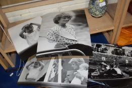 Group of black and white photographic prints, Princess Diana, Prince Charles and Prince William &