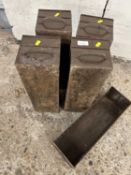 Five brown metal cartridge/ammo tins