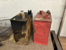 Two vintage fuel cans - one Esso and one Shell