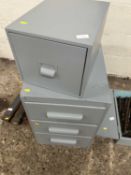 Three drawer chest together with a single drawer filing cabinet