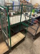 Metal workshop storage rack on casters