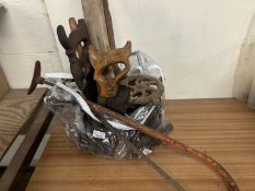 A bag of mixed vintage hand tools etc