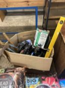 box mixed shed clearance, bench grinder, hand tools etc...