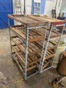 Pair of workshop storage trolleys on casters